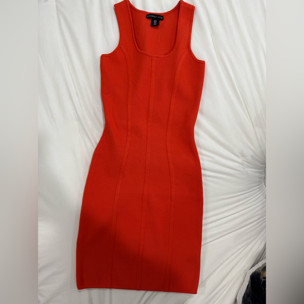 Sincerely Jules Orange Sheath Dress Sleeveless Scoop Neck